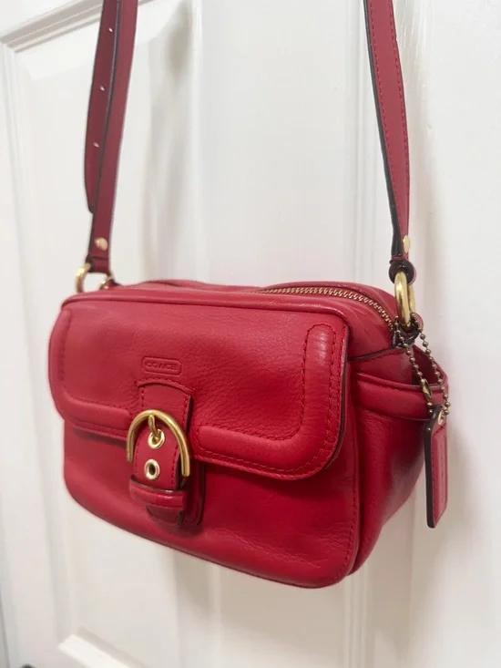 Coach Campbell Leather Camera Bag Red Y2K Inspired - Picture 4 of 13